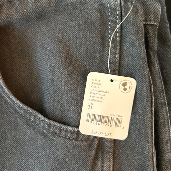 Free People We The Free Lucky You Mid Rise Barrel Soundwave Black Jeans 31 - Picture 4 of 6